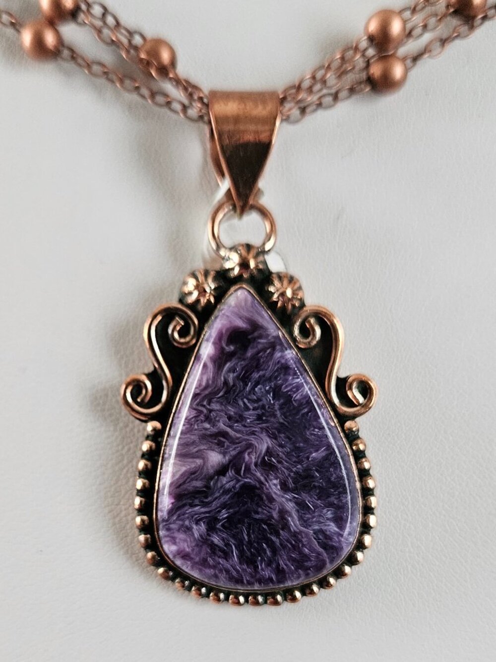 NWT Copper Charoite Teardrop Pendant